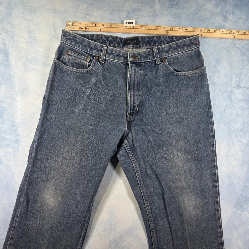 Van Heusen Mens Straight Leg Jeans 36x29 Blue Medium Wash 100% Cotton Denim